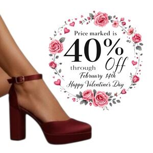 NWT Lane Bryant Dream Cloud Maroon Satin Platform Block Heel Ankle Strap 10 Wide